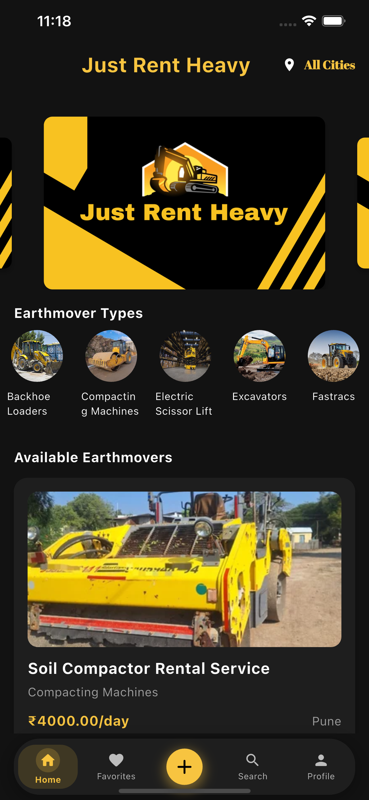 Just Rent Heavy Home Screen